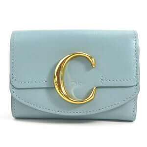 Chloe tri fold wallet blue leather